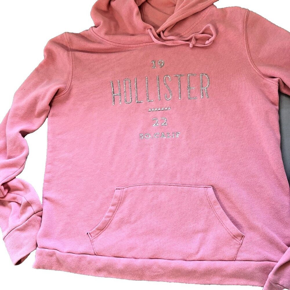 Hollister - Pink Branded Front Pocket Hooded Sweatshirt M - Picture 7 of 11